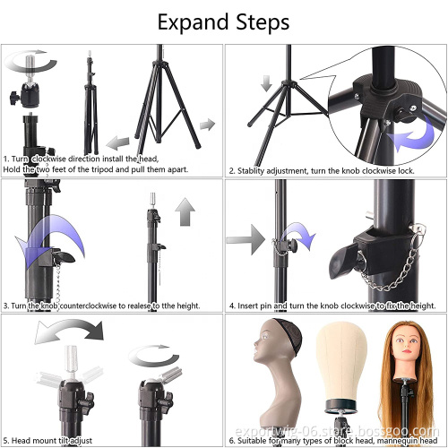 Metal Mannequin Head Stand Tripod Adjustable For Hairdressing Training Canvas Head Stand Cosmetology Training